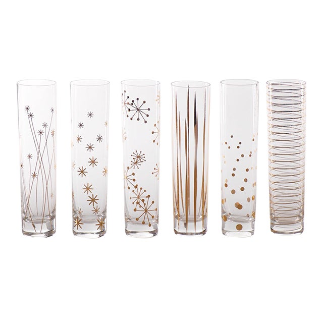 Centuri Golden Decal Champagne Glasses, Set of 6 For Sale