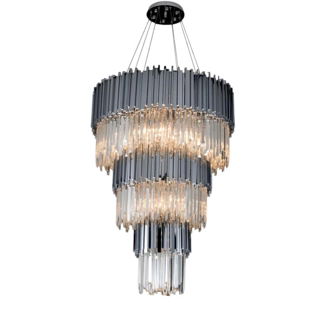 Collection Jupiter Chandelier in Metal and Crystal by Jago For Sale