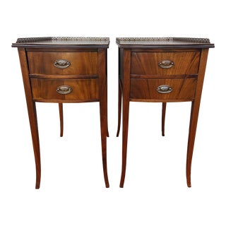 1940s Vintage French Louis XV Galliered Bedside Tables - a Pair For Sale