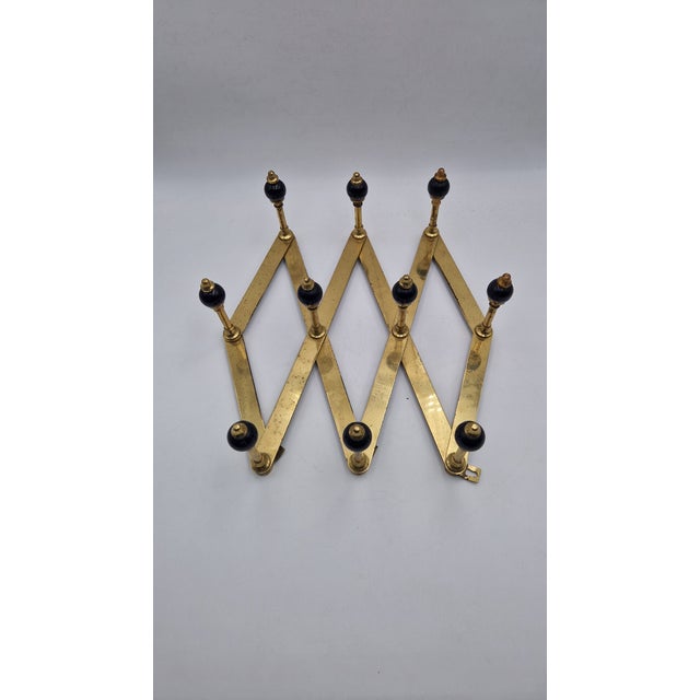 Model AT4 Coat Hanger in Brass with Black Bakelite Spheres by Luigi Caccia Dominioni for Azucena, 1950s For Sale - Image 12 of 12
