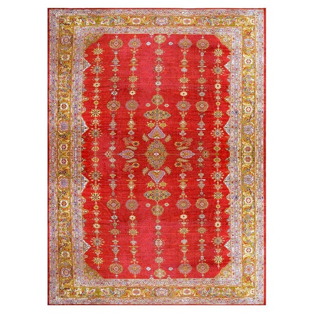 Textile 1890s Red Stripe Classic Antique Persian Sultanabad Rug 14'10" X 19'5" Handknotted Wool Carpet For Sale - Image 7 of 8