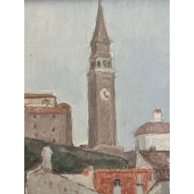 Rustic European Piran Slovenia Cityscape Painting by Ella Nilsson, C. 1988 For Sale - Image 3 of 13