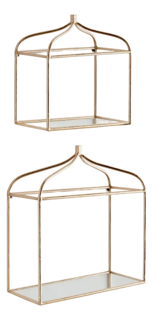 Abbey Mirrored Wall Shelves, Set of 2