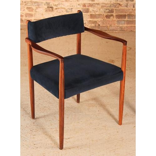 Textile Rosewood Dining Chairs with Blue Velvet Upholstery from Robert Heritage, 1960s, Set of 6 For Sale - Image 7 of 15