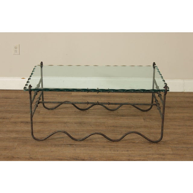 Modernist Glass Top Wrought Iron Coffee Table For Sale - Image 12 of 17
