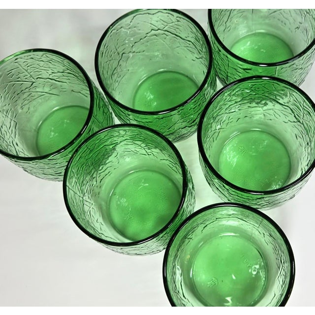 Green Pressed Green Leaf Lowballs- Set of Six For Sale - Image 8 of 12