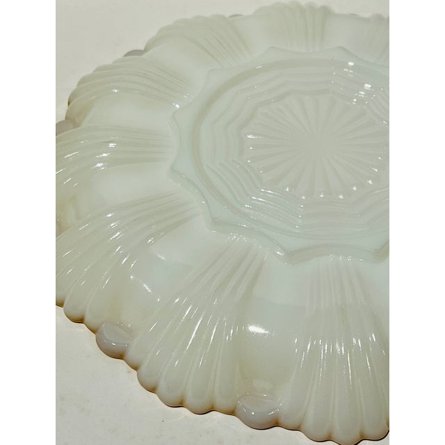 Vintage Anchor Hocking Fire King Milk White Deviled Egg Plate with Gold