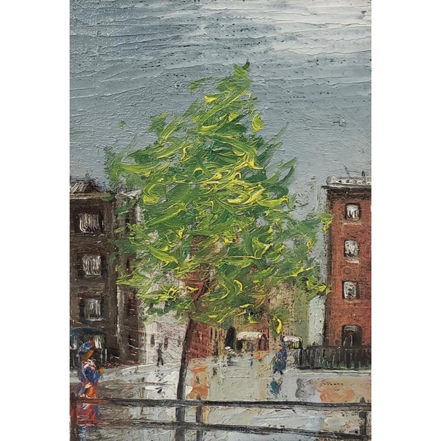 Paper Early 20th Century American City Landscape Oil Painting by F. Haley C.1910 For Sale - Image 7 of 9