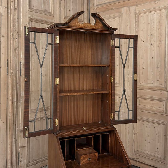 Antique English Mahogany Secretary ~ Bookcase For Sale - Image 14 of 18