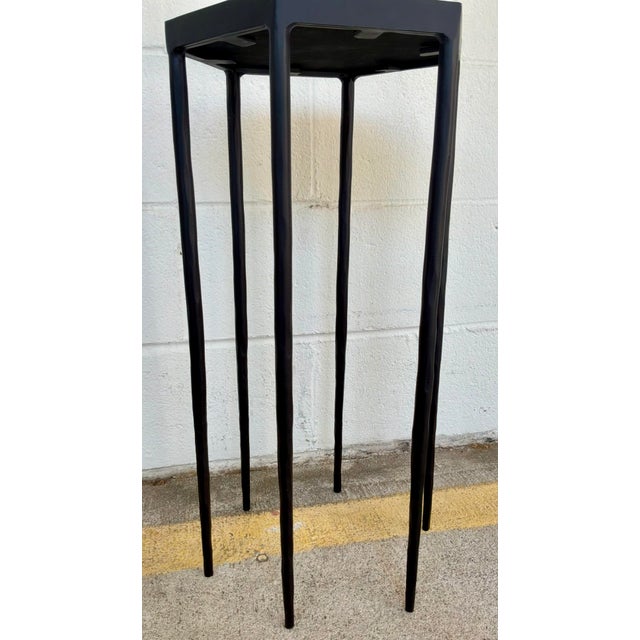 Modern Modern Iron and Black Stone Hexagonal Aviary Drinks Table For Sale - Image 3 of 3