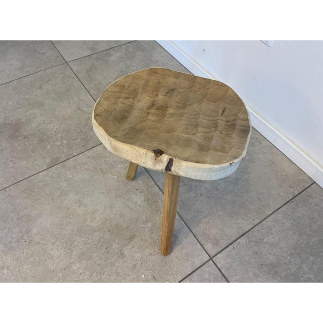 Rustic Spruce Wood Stool For Sale - Image 4 of 16