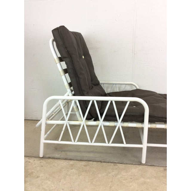 Vintage 1970s Outdoor Patio Adjustable Aluminum Lounger With Vintage Cushion For Sale - Image 9 of 12