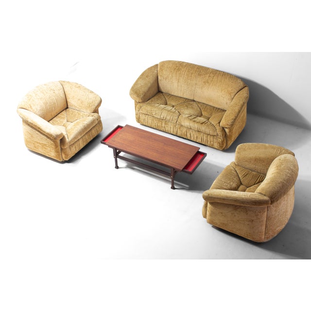 Beige Italian 2-Seater Sofa in Beige Velvet, 1970s For Sale - Image 8 of 12