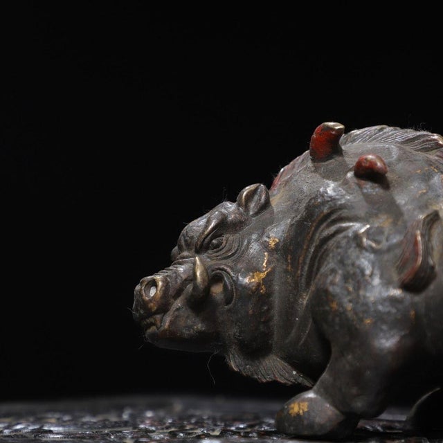 Late 19th Century Gilt Bronze Boar Statue, Mythical Pig Figure, 1.2kg For Sale In Los Angeles - Image 6 of 9