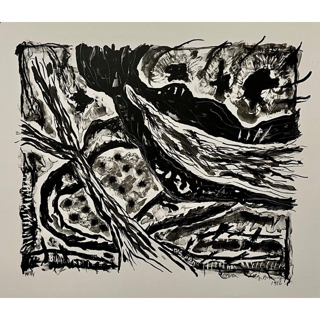 Gregory Amenoff, Black/White Lithograph American Modernist Gregory Amenoff Abstract Expressionist, 1986 For Sale