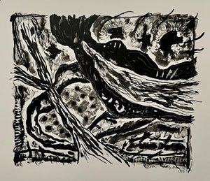 Gregory Amenoff, Black/White Lithograph American Modernist Gregory Amenoff Abstract Expressionist, 1986