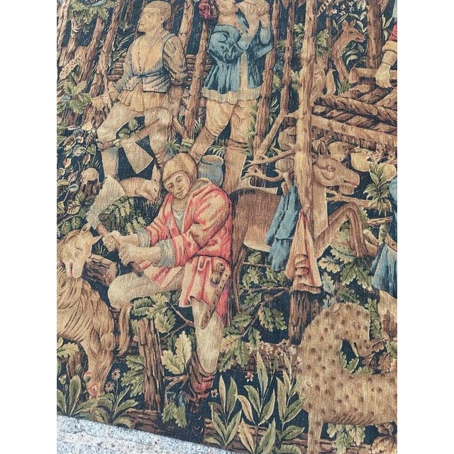 Vintage French Screen Printed Tapestry, 1950s For Sale - Image 8 of 18
