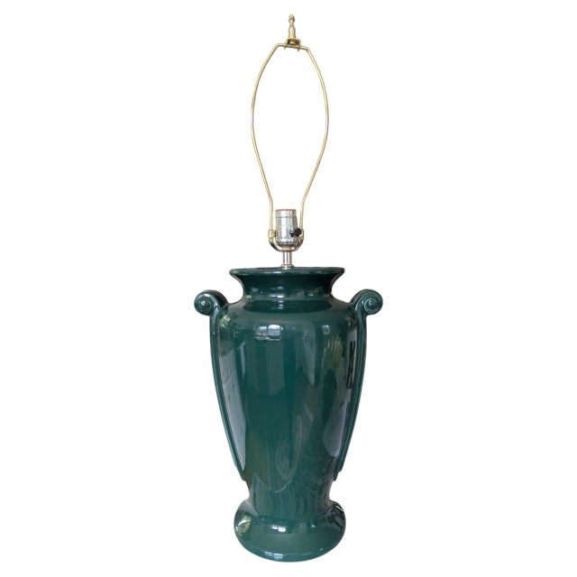 Vintage Neoclassical Green Ceramic Table Lamp For Sale - Image 14 of 14