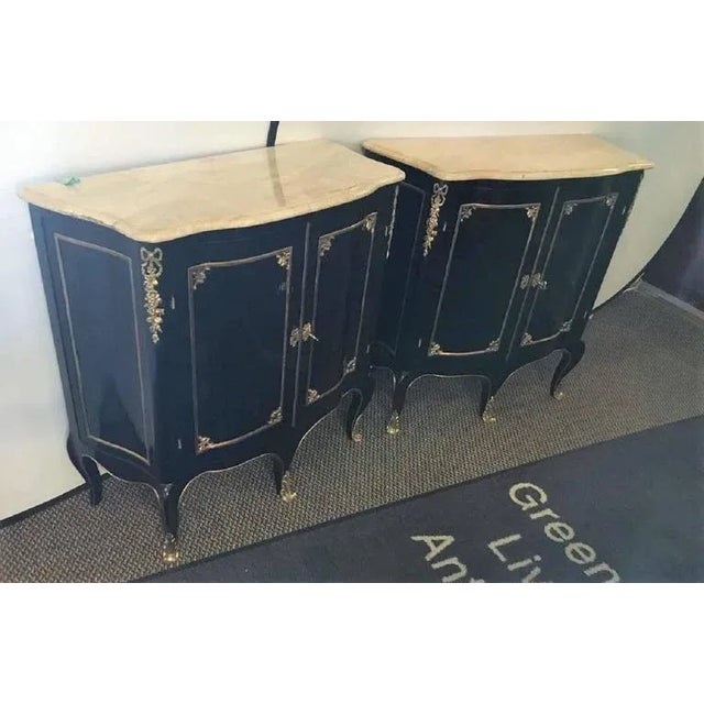 Louis XV Style Cabinets Commodes or Nightstands in the Manner of Jansen - a Pair For Sale In New York - Image 6 of 9