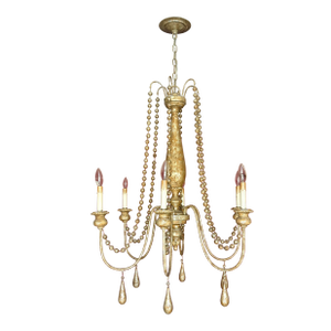 Elegant Currey & Company Giltwood Beaded Chandelier – 33”h × 29”