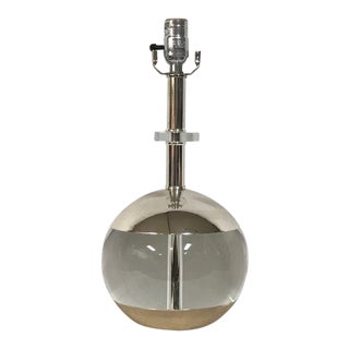 Modern Contemporary Crystal Ball and Nickel Plated Table Lamp by Thomas O'Brien For Sale
