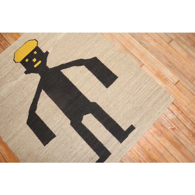 Late 20th Century Hey Dude Pictorial Persian Kilim Wall Hanging - 3'9" x 4'3" For Sale - Image 17 of 18
