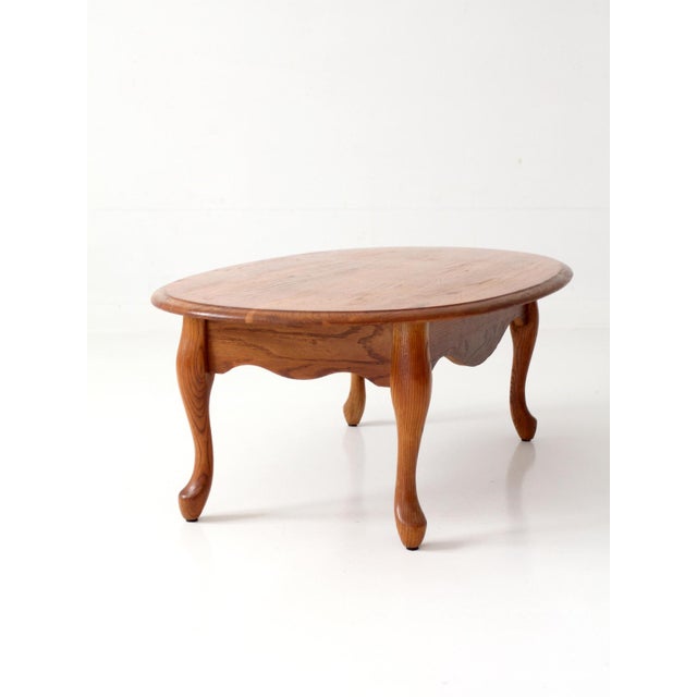 Vintage Oak Oval French Provincial Coffee Table For Sale - Image 14 of 17