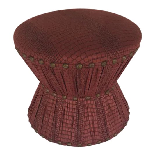 Leather Embossed Hourglass Stool For Sale