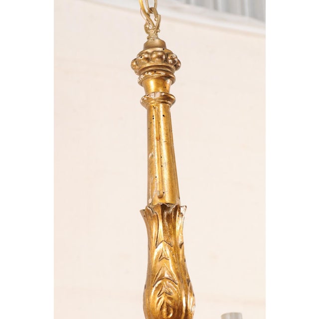 Mid 20th Century French Gilt & Carved Column Chandelier For Sale In Atlanta - Image 6 of 9