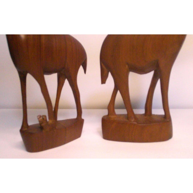 Mid-20th Century Kamba Wood Carving Pair Standing Gazelle/Antelope Figurines VTG / 2 For Sale In Dallas - Image 6 of 6