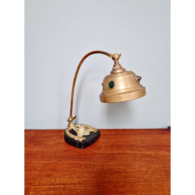 Art Nouveau Desk Lamp in Brass and Black Marble, 1910s For Sale - Image 11 of 18