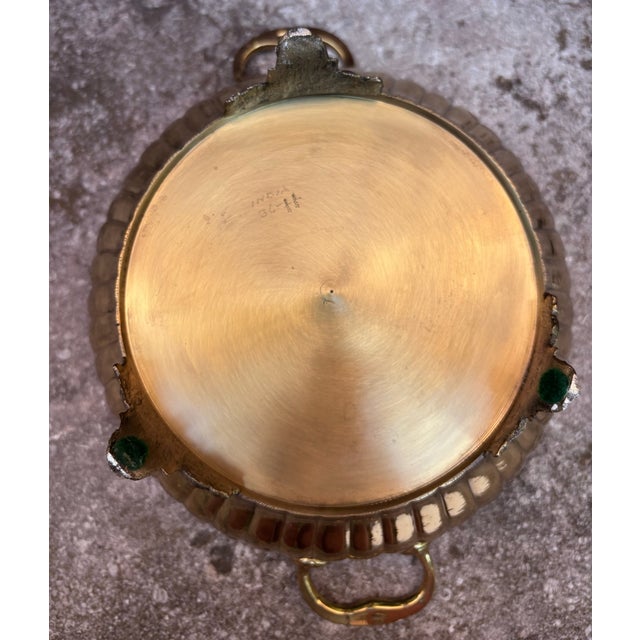 Metal Vintage Solid Brass Centerpiece or Planter Bowl With Handles and Feet For Sale - Image 7 of 8