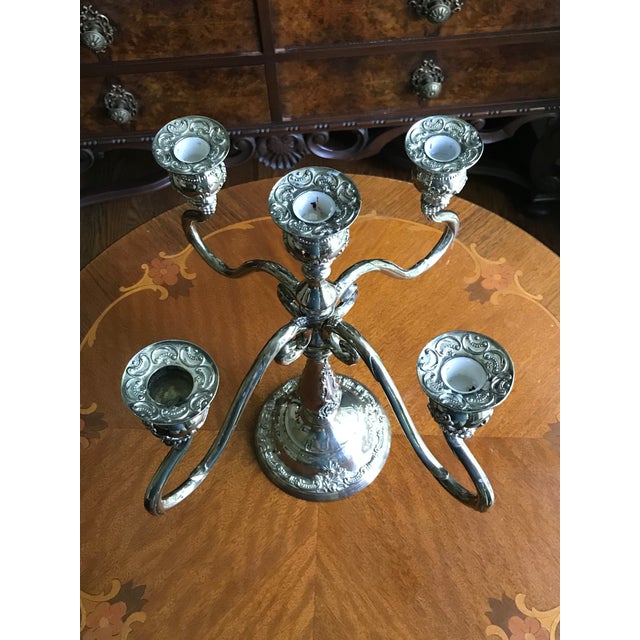 Vintage Godinger Gsa Silver Plated Five Light Candelabara Candle Holder