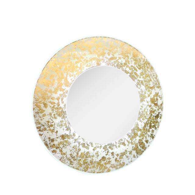 Mid-Century Modernist Round 24 Karat Gold Leaf Illuminated Murano Glass Mirror For Sale - Image 15 of 17