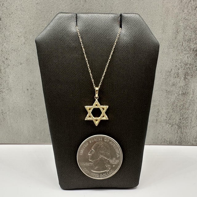 Early 21st Century Diamond Star of David Necklace 10kt Yellow Gold 0.15ctw Gh Si New For Sale - Image 5 of 6