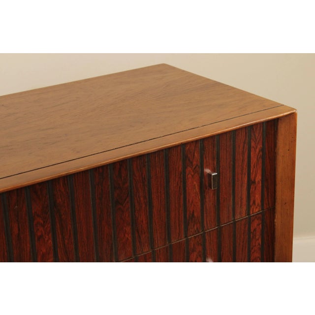 Brown Lane Mid Century Modern Pecan & Rosewood Tall Chest For Sale - Image 8 of 13