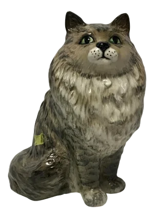 Vintage 1970s Beswick 1880 Grey Persian Cat Seated Looking Up