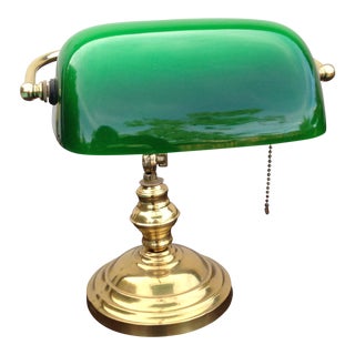 Vintage Brass Bankers Lamp For Sale
