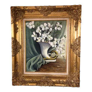 Original Oil Painting by Helen Ferne Slimp in Ornate Gilded Frame
