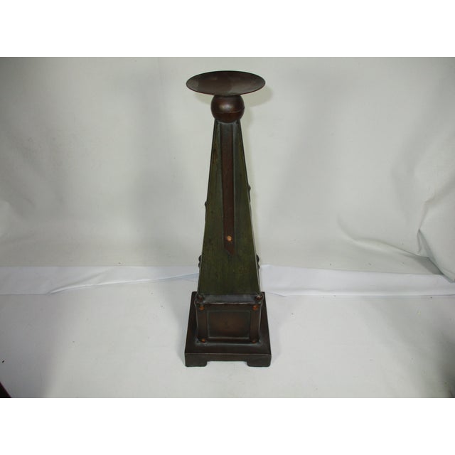1980s Arts and Crafts Style Pillar Candleholders, Set of 3 For Sale - Image 5 of 6