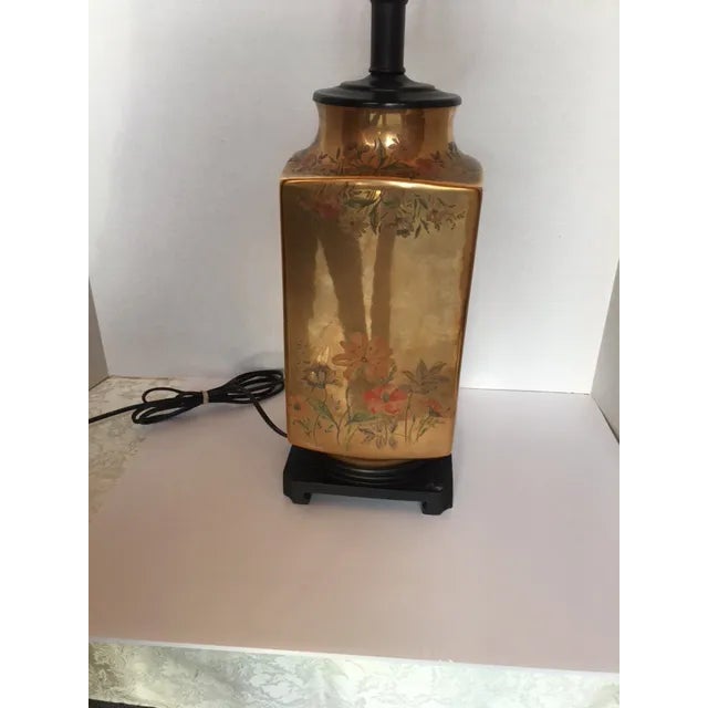 1950s Vintage Gold Floral Table Lamp For Sale - Image 5 of 11