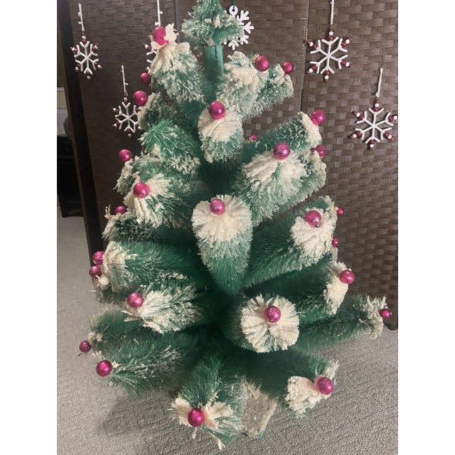 Vintage Bottle Brush Large Christmas Tree Mercury Glass Ornaments 46.5 Inch For Sale In Cleveland - Image 6 of 13
