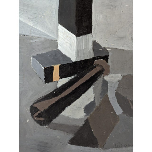 1968 Mid-Century Modern "Brown & Black" Vintage Still Life Oil Painting by Swedish Artist Gunnar Hållander (1915-1980), Framed For Sale - Image 10 of 12