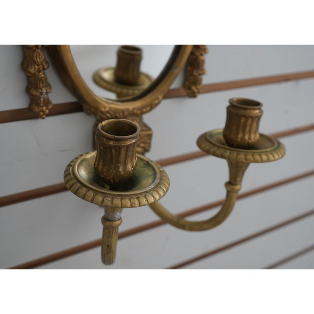 Maitland - Smith Pair of Maitland Smith Neoclassical Brass Candelabra Sconces For Sale - Image 4 of 10