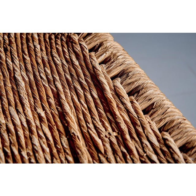 Rustic Oak Lounge Chairs with Hand-Woven Rush Seats, France, 1940s, Set of 2 For Sale - Image 13 of 15