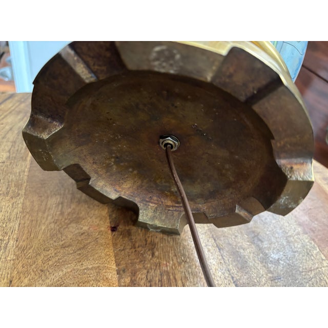 Vintage Late 20th Century Hand Painted Chapman Gourd Lamp With Heavy Brass Fittings For Sale - Image 6 of 9