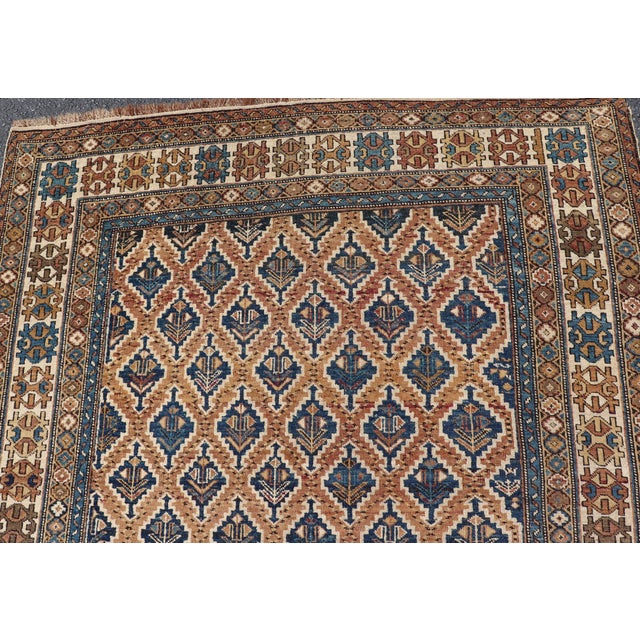 Antique Caucasian Shirvan Rug With Geometric Lattice Tribal Design Pattern For Sale - Image 10 of 14
