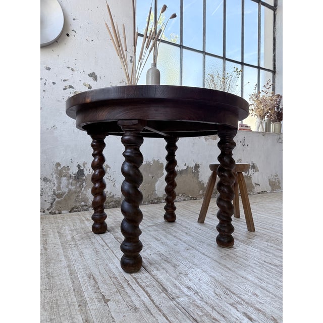 Round Walnut Table with Turned Legs, 1900s For Sale - Image 15 of 18