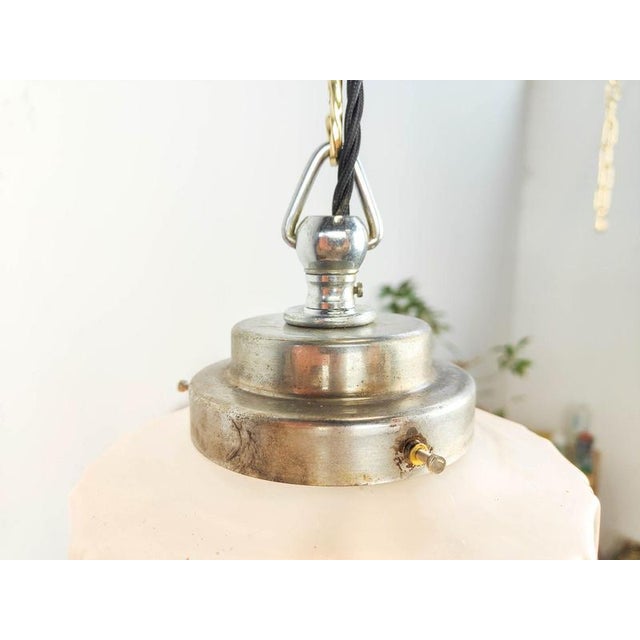 French Art Deco Etched Skyscraper Pendant Light For Sale - Image 4 of 8