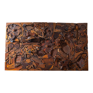 Large Mid-Century Abstract Wood Assemblage Wall Sculpture, 1960s